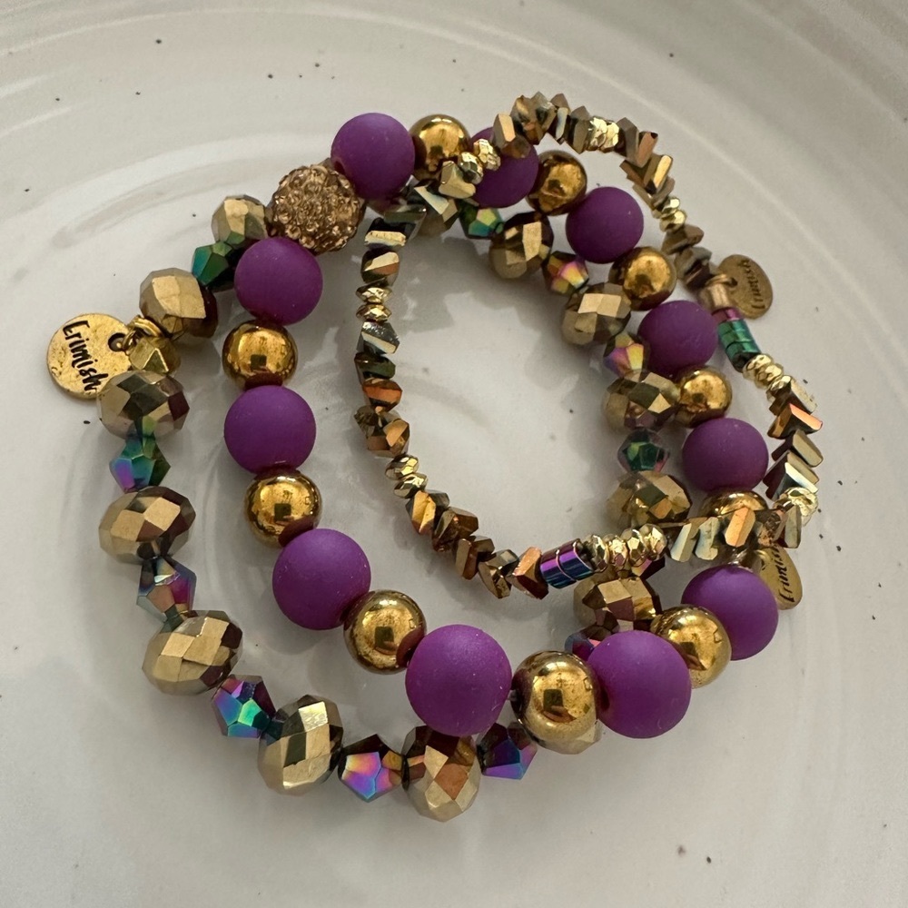 New erimish purple gold bracelet set of three boutique trendy